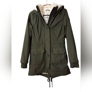 Vintage Y2K  Hollister Cargo Utility Hooded Parka Olive Green  Size Small